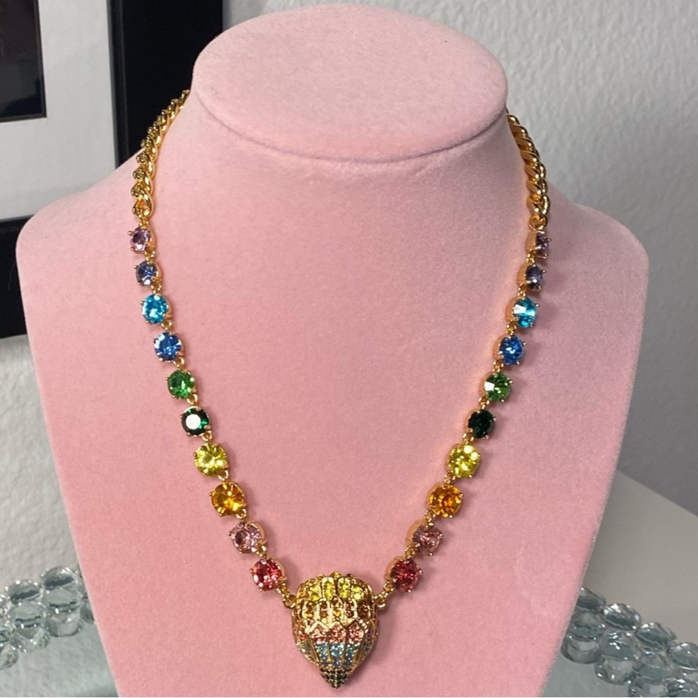 Kurt Geiger Vibrant Gem Necklace with Gold Chain NWT